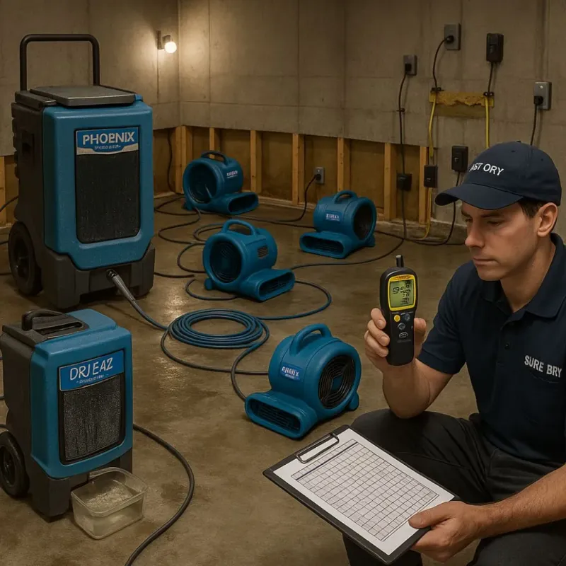 Structural Drying and Dehumidification process in Hempstead, TX